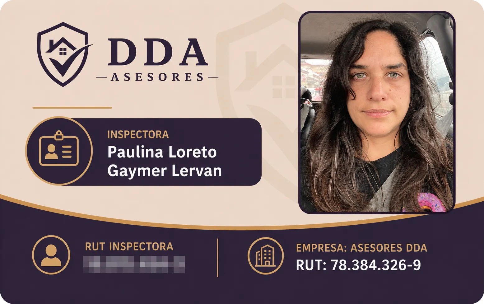 Credencial de inspectora de DDA Asesores: Paulina Loreto Gaymer Lervan